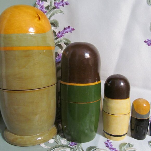 Vintage 5 Russian Political Leaders Wooden Matryoshka (nesting) Dolls Gorbachev - Picture 9 of 16